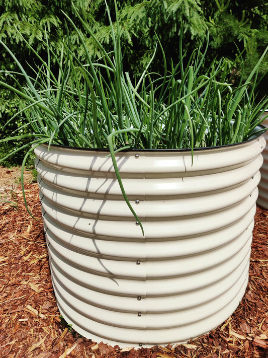 Round raised garden bed L white - GroVegz