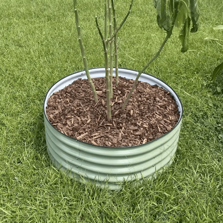 Round raised garden bed M olive green - GroVegz