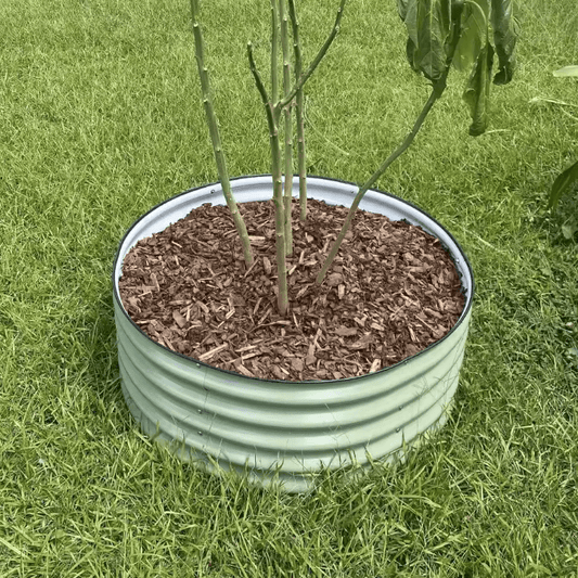 Round raised garden bed M olive green - GroVegz