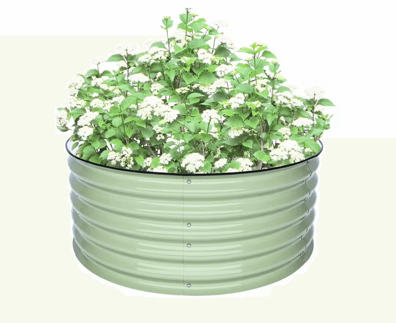 Round raised garden bed M olive green - GroVegz